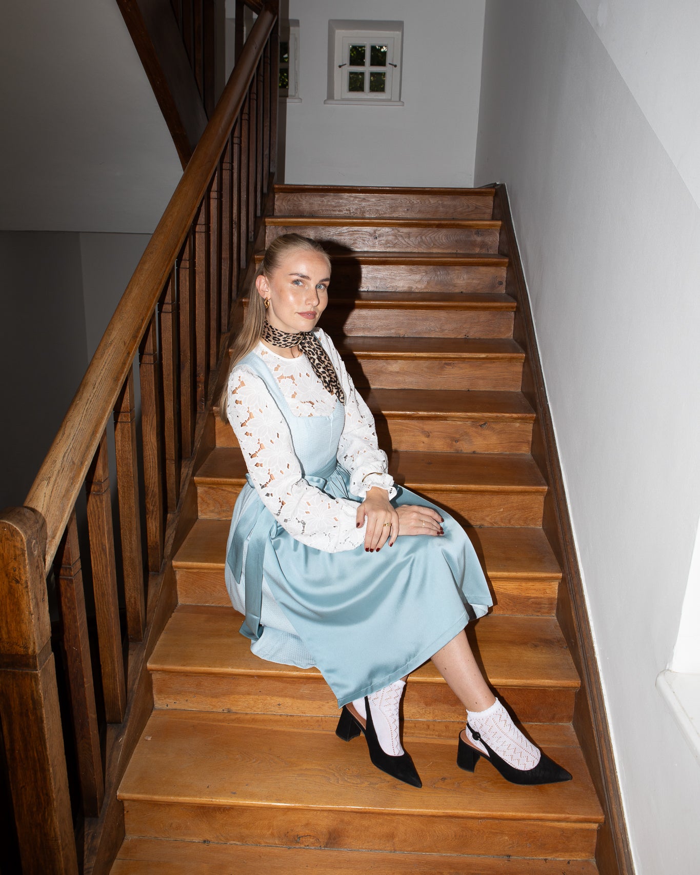 Set Babyblau grobe Spitze