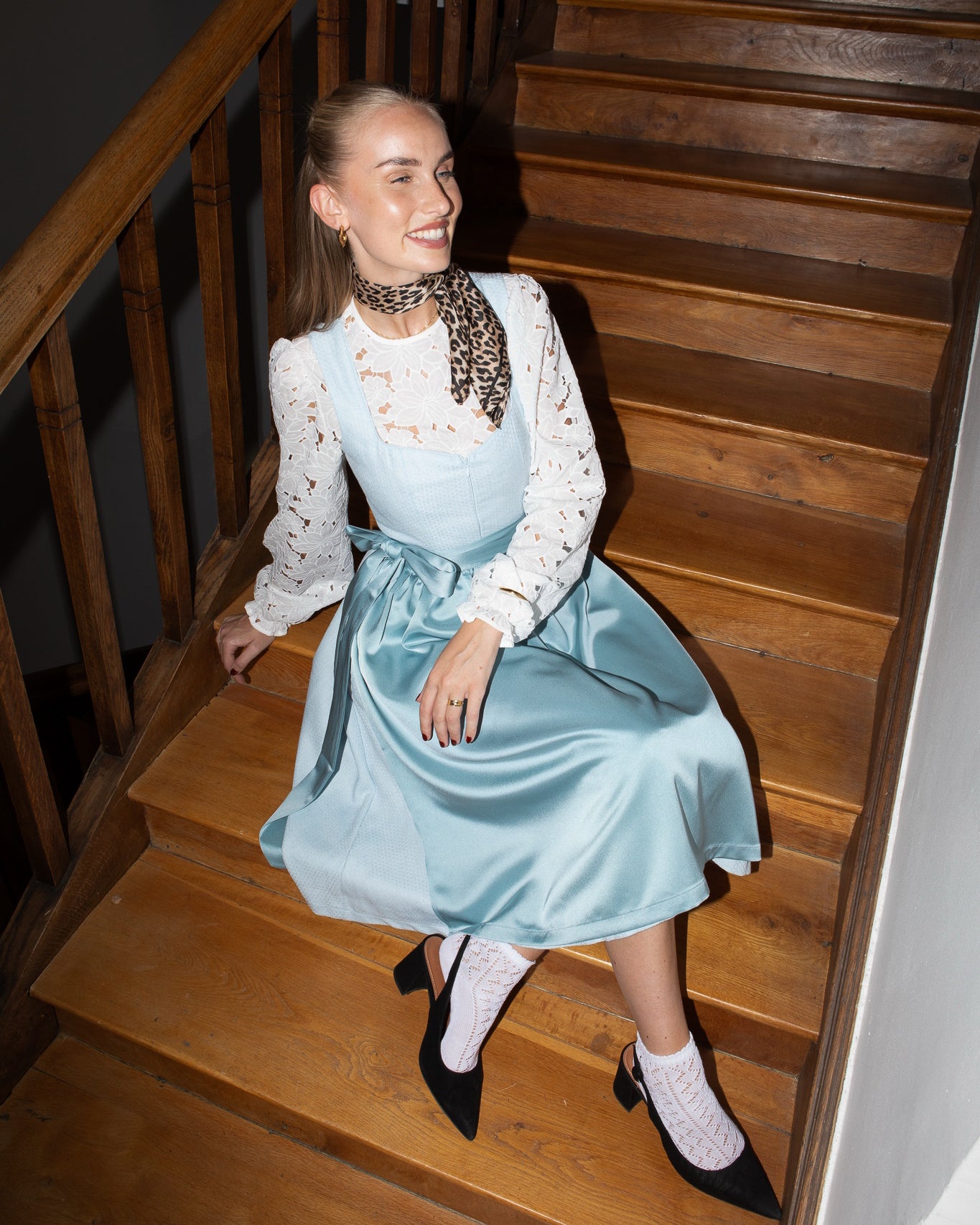 Set Babyblau grobe Spitze